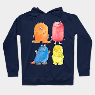 Funny Watercolor Monsters Hoodie